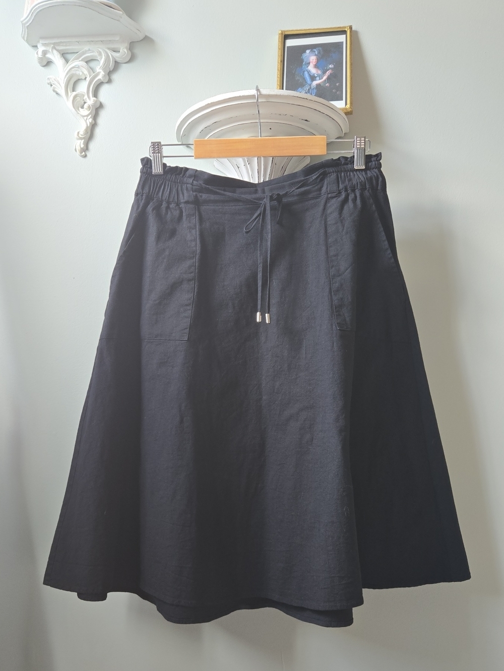 Black A-Line Drawstring Waist Skirt